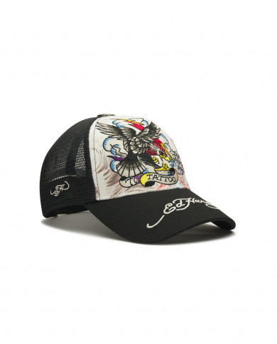 Ed Hardy - Tattoo Eagle Graphic 5 Panel Trucker Cap - White