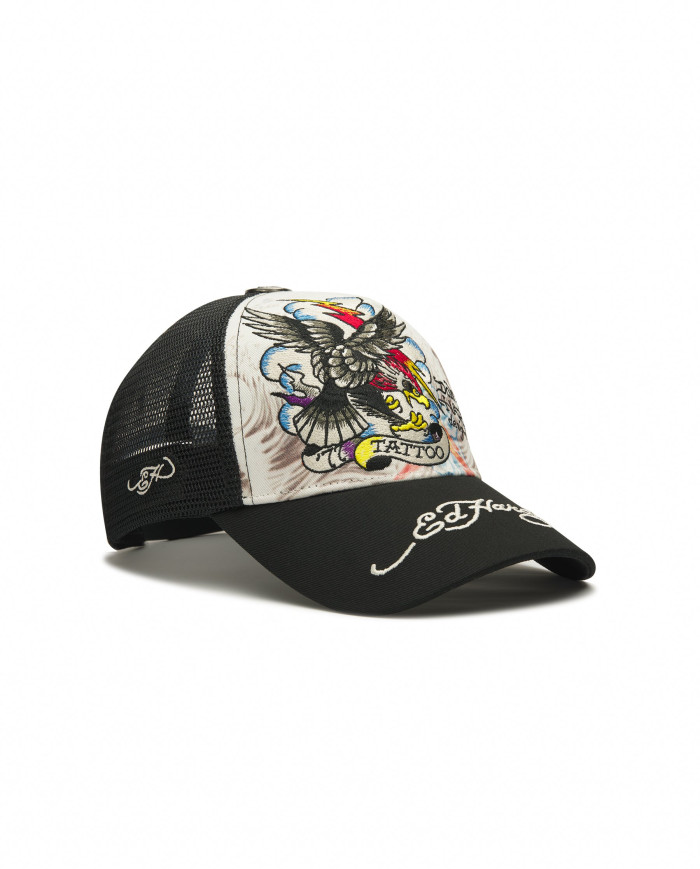 Ed Hardy - Tattoo Eagle Graphic 5 Panel Trucker Cap - White