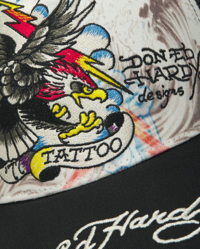 Ed Hardy - Tattoo Eagle Graphic 5 Panel Trucker Cap - White