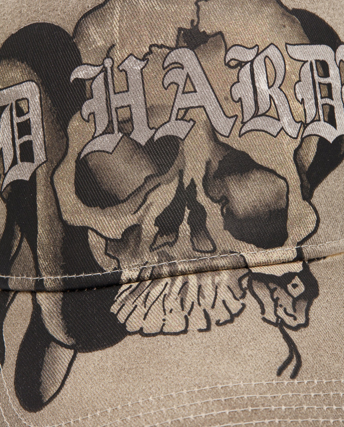 Ed Hardy - Gothic Skull Graphic 5 Panel Trucker Cap - Ecru