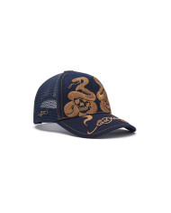 Ed Hardy - Skull And Snakes Graphic 6 Panel Trucker Cap - Blue
