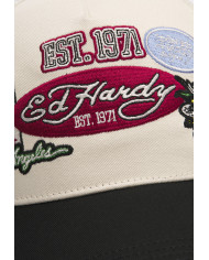 Ed Hardy - Est 1971 Varsity Badge 5 Panel Trucker - White / Black