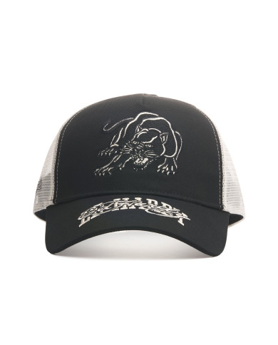 Ed Hardy - Contrast Stitch Panther Graphic 5 Panel Trucker Cap - Black / White