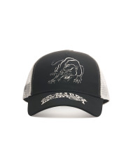 Ed Hardy - Contrast Stitch Panther Graphic 5 Panel Trucker Cap - Black / White