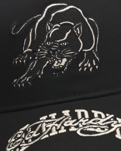 Ed Hardy - Contrast Stitch Panther Graphic 5 Panel Trucker Cap - Black / White