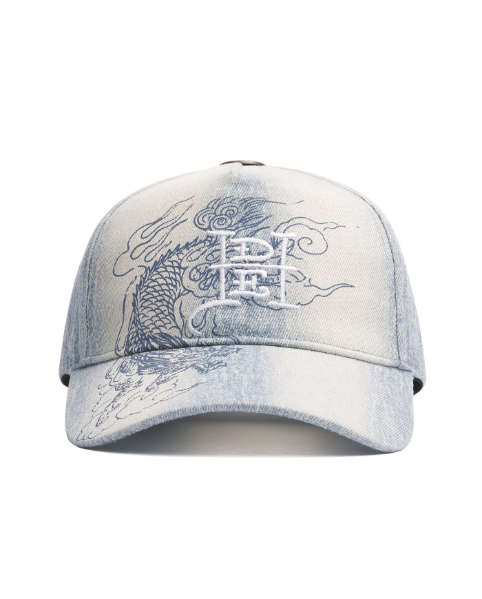 Ed Hardy - Crawling Dragon Washed Denim 5 Panel Cap - Bleach