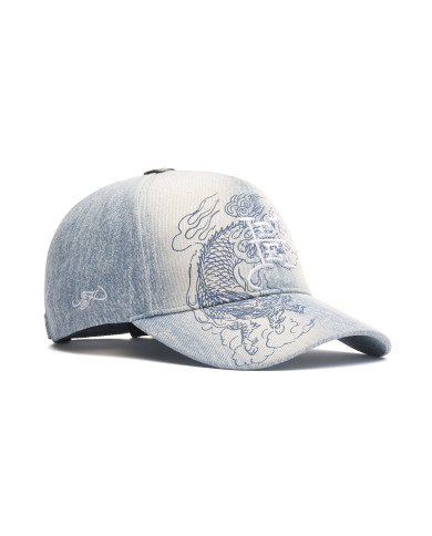 Ed Hardy - Crawling Dragon Washed Denim 5 Panel Cap - Bleach