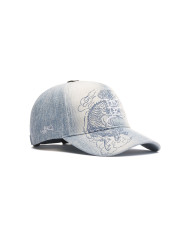 Ed Hardy - Crawling Dragon Washed Denim 5 Panel Cap - Bleach