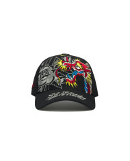 Ed Hardy - 1971 Dragon And Roses Graphic 5 Panel Trucker Cap - Black