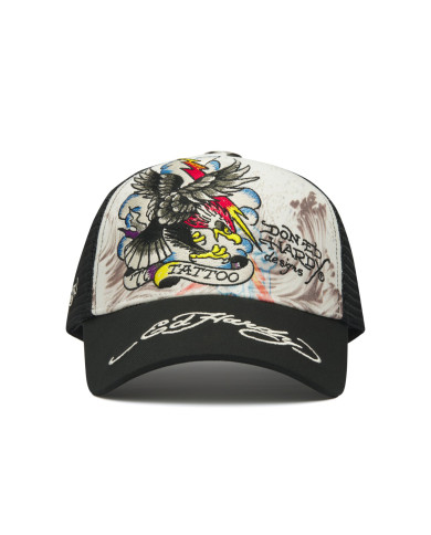 Ed Hardy - Tattoo Eagle Graphic 5 Panel Trucker Cap - White