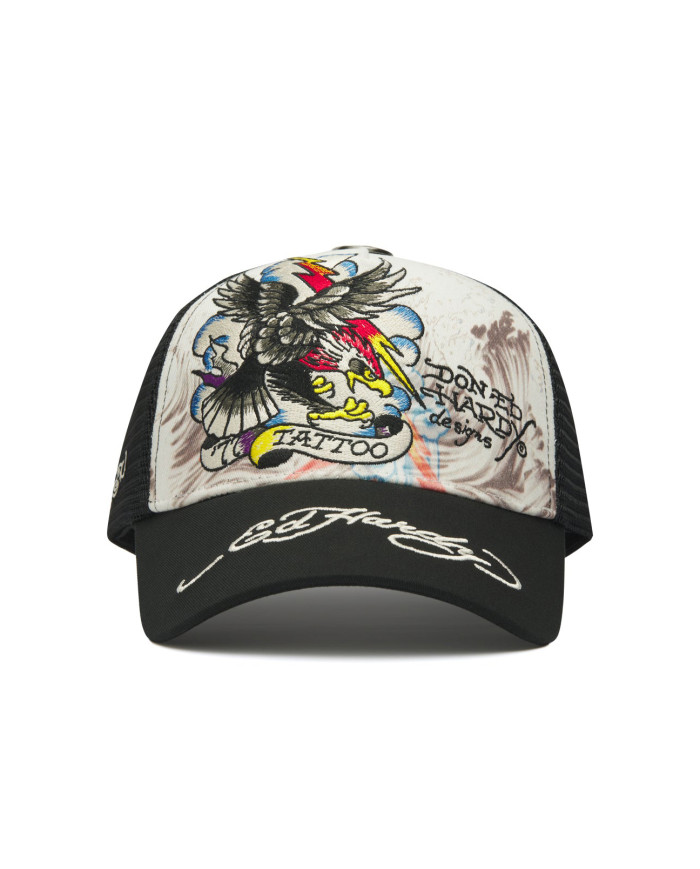 Ed Hardy - Tattoo Eagle Graphic 5 Panel Trucker Cap - White