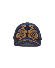 Ed Hardy - Skull And Snakes Graphic 6 Panel Trucker Cap - Blue