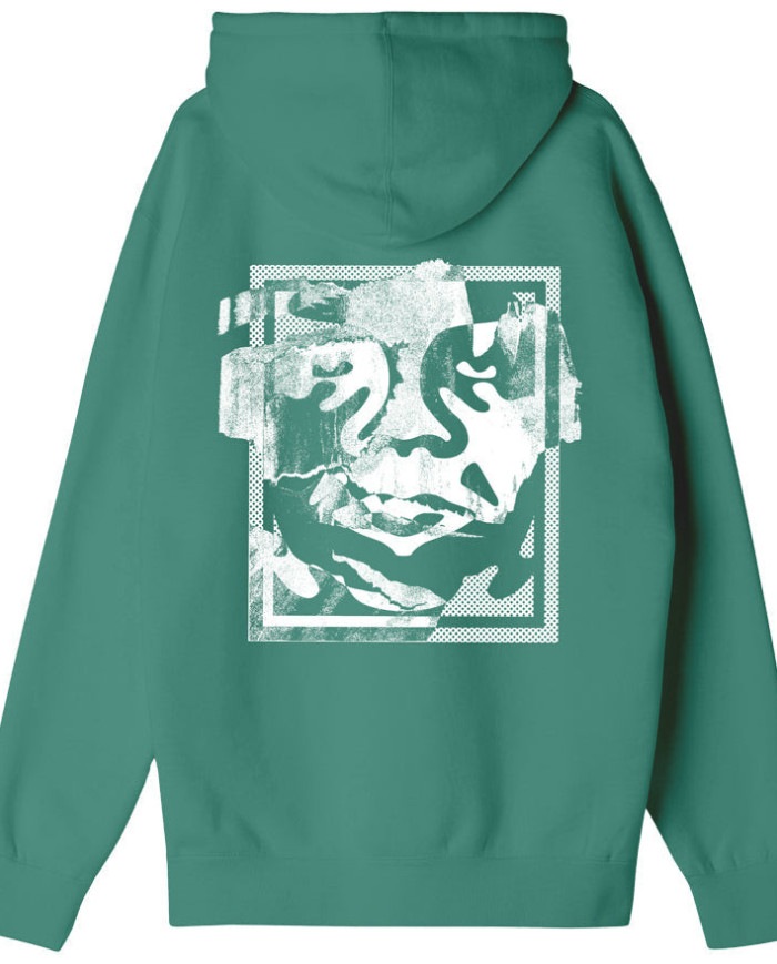 Obey Torn Icon Face Heavyweight Pullover Hood Black