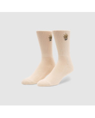 Huf - Green Buddy Embroidered Sock - Cream Huf - Green Buddy Embroidered Sock - Cream