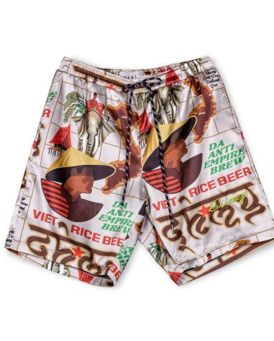 Grimey - Viet Cong Beer Satin Short - White Grimey - Viet Cong Beer Satin Short - White