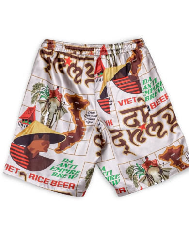 Grimey - Viet Cong Beer Satin Short - White Grimey - Viet Cong Beer Satin Short - White
