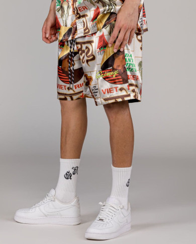 Grimey - Viet Cong Beer Satin Short - White Grimey - Viet Cong Beer Satin Short - White