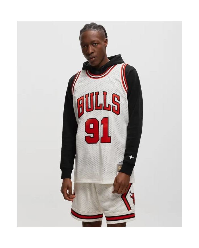 Mitchell & Ness Dennis Rodman Chicago Bulls Red and Green Hardwood Classic Swingman NBA Jersey- Mens Black XXXL