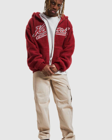Karl Kani - KK Varsity Teddy Full Zip Hoodie Dark Red Karl Kani - KK Varsity Teddy Full Zip Hoodie Dark Red
