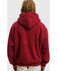 Karl Kani - KK Varsity Teddy Full Zip Hoodie Dark Red