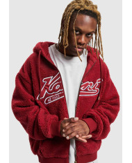 Karl Kani - KK Varsity Teddy Full Zip Hoodie Dark Red