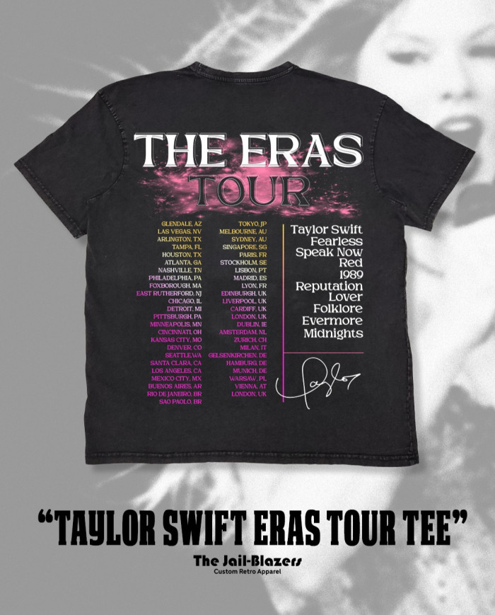 " Taylor Swift Eras Tour Tee " - Washed Black " Taylor Swift Eras Tour Tee " - Washed Black