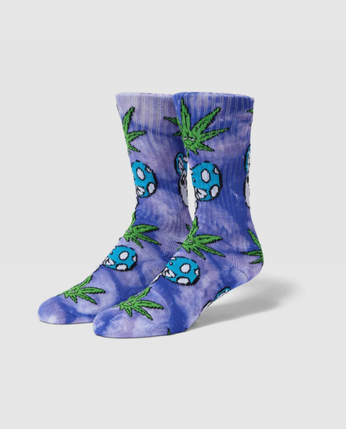 Huf - Green Buddy Mushroom Tie-Dye Sock - Purple Huf - Green Buddy Mushroom Tie-Dye Sock - Purple