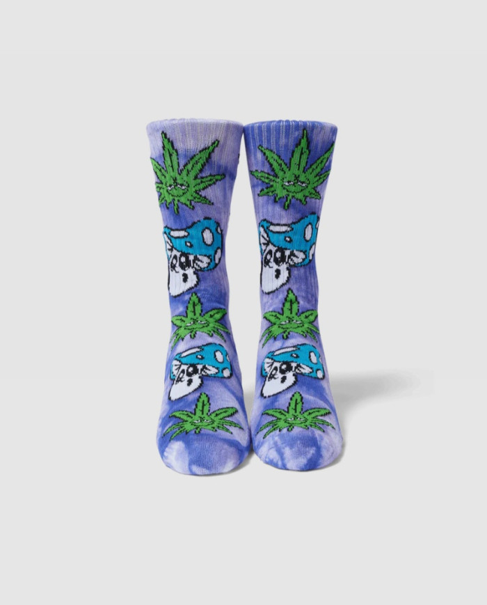 Huf - Green Buddy Mushroom Tie-Dye Sock - Purple Huf - Green Buddy Mushroom Tie-Dye Sock - Purple