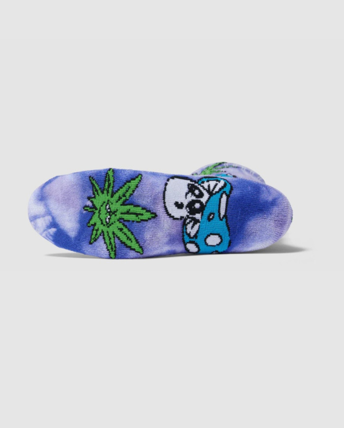 Huf - Green Buddy Mushroom Tie-Dye Sock - Purple Huf - Green Buddy Mushroom Tie-Dye Sock - Purple