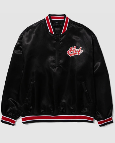 Huf - Pop Fly Satin Baseball Jacket - Black