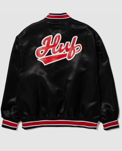 Huf - Pop Fly Satin Baseball Jacket - Black