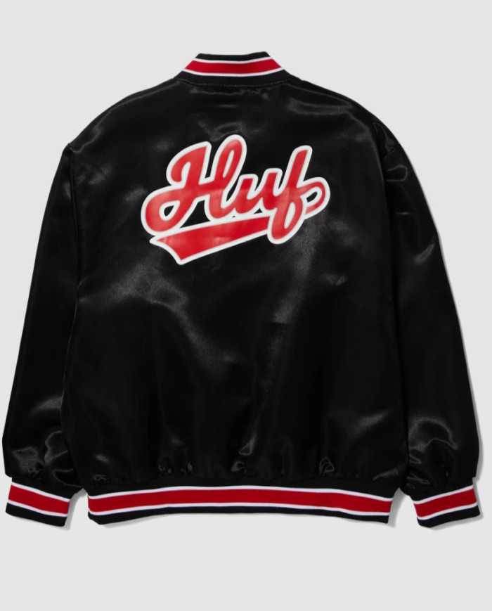 Huf - Pop Fly Satin Baseball Jacket - Black