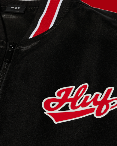 Huf - Pop Fly Satin Baseball Jacket - Black